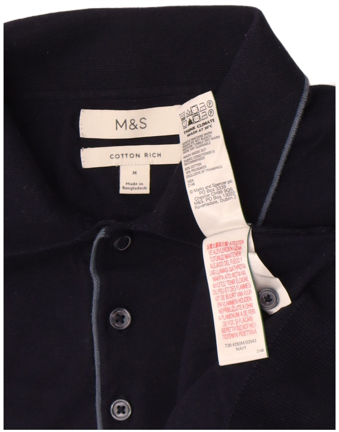 Marks & Spencer Polo para hombre de algodón azul marino mediano
