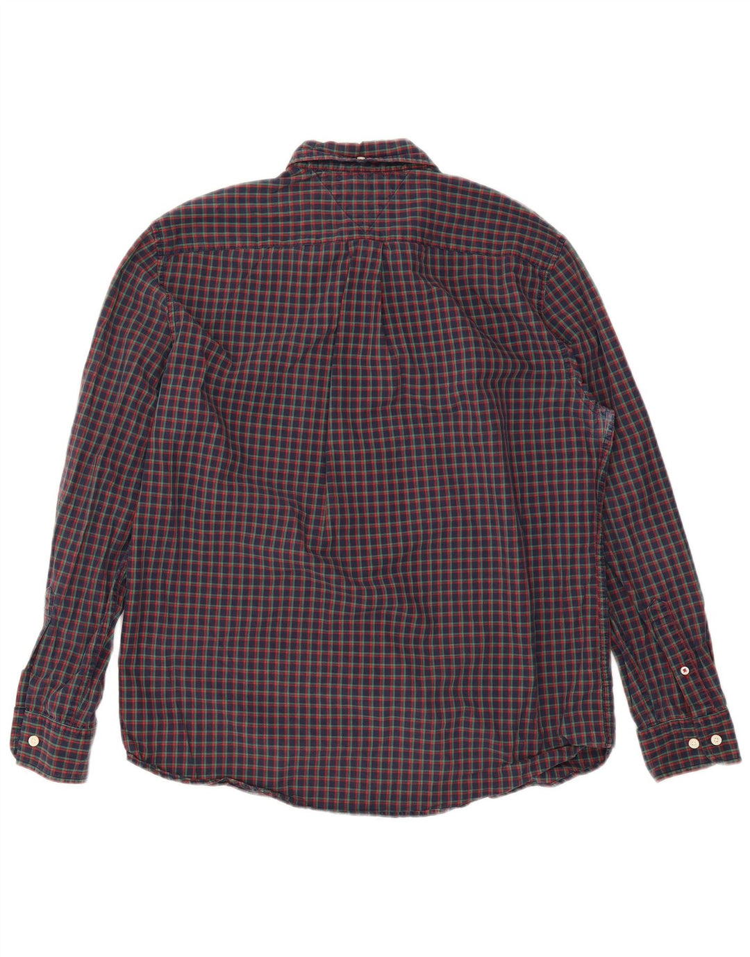 Tommy Hilfiger Camisa de corte clásico para hombre de algodón a cuadros azul marino grande