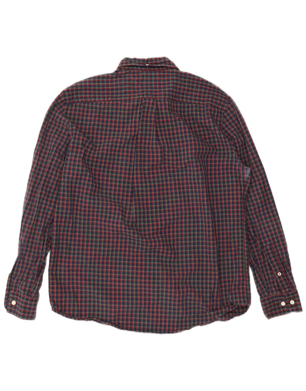 Tommy Hilfiger Camisa de corte clásico para hombre de algodón a cuadros azul marino grande