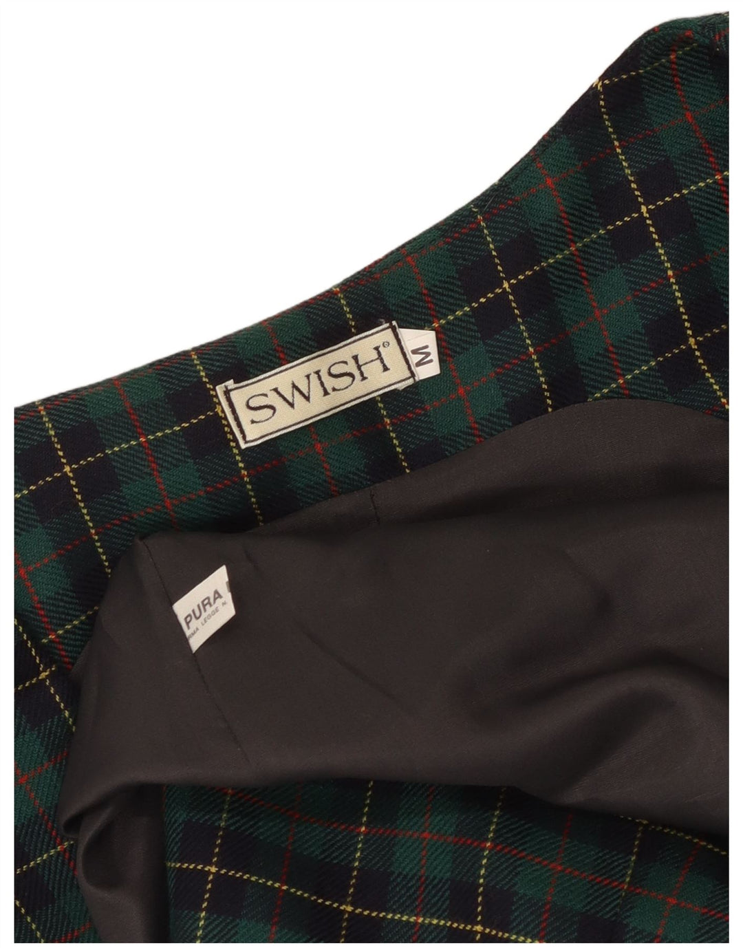 Vestido estilo delantal para mujer Swish UK 40 Lana a cuadros verde medio