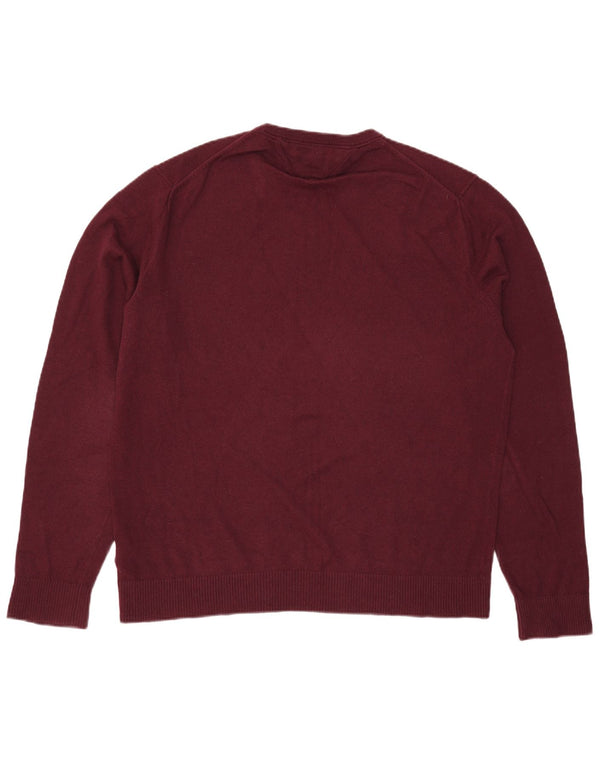 Tommy Hilfiger Jersey de cuello redondo para hombre, talla 2XL, algodón burdeos