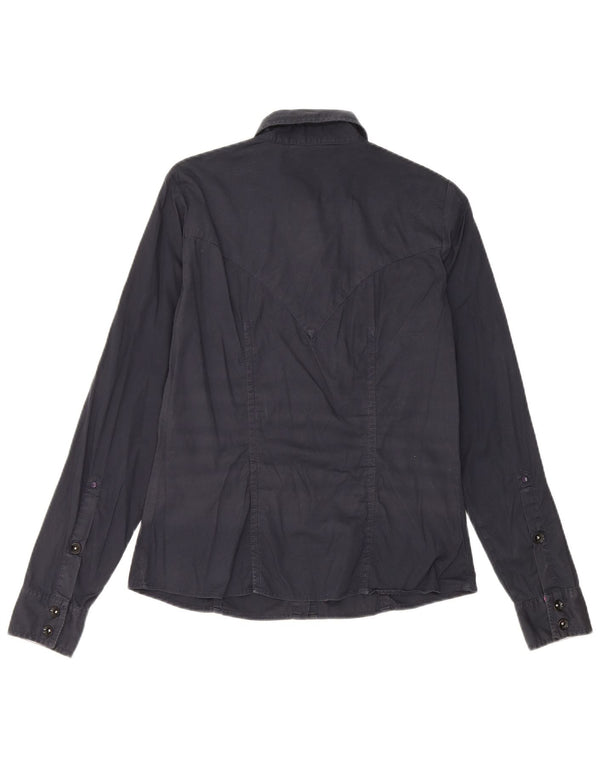 Camisa Gas Mujer UK 40 Mediana Azul Marino Algodón