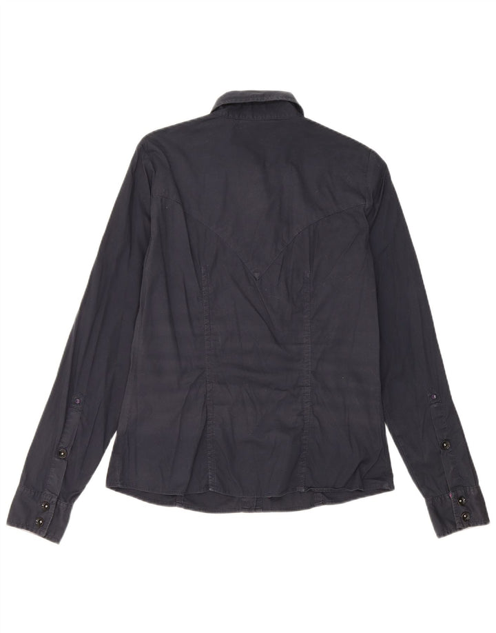 Camisa Gas Mujer UK 40 Mediana Azul Marino Algodón