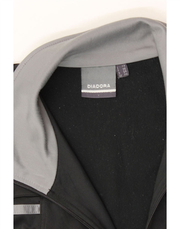 DIADORA Mens Tracksuit Top Jacket UK 44 XL Black Polyester Vintage Diadora and Second-Hand Diadora from Messina Hembry 
