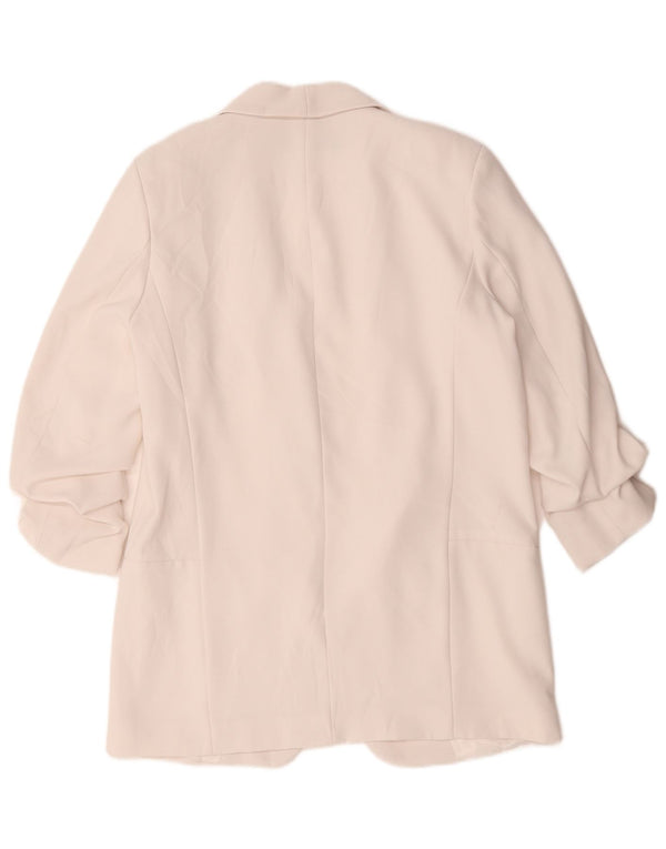 Zara Chaqueta Blazer Abierta De Manga 3/4 para Mujer UK 44 Poliéster Blanco Mediano