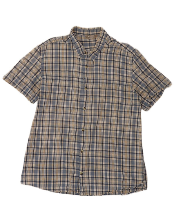 Camisa de manga corta para hombre Mountain Warehouse XL Algodón a cuadros azules