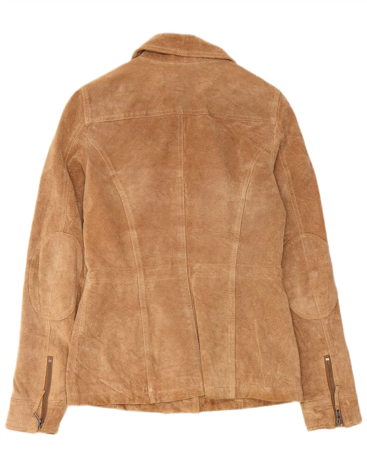 CAMAIEU Chaqueta de ante para mujer UK 8 Small Beige Leather