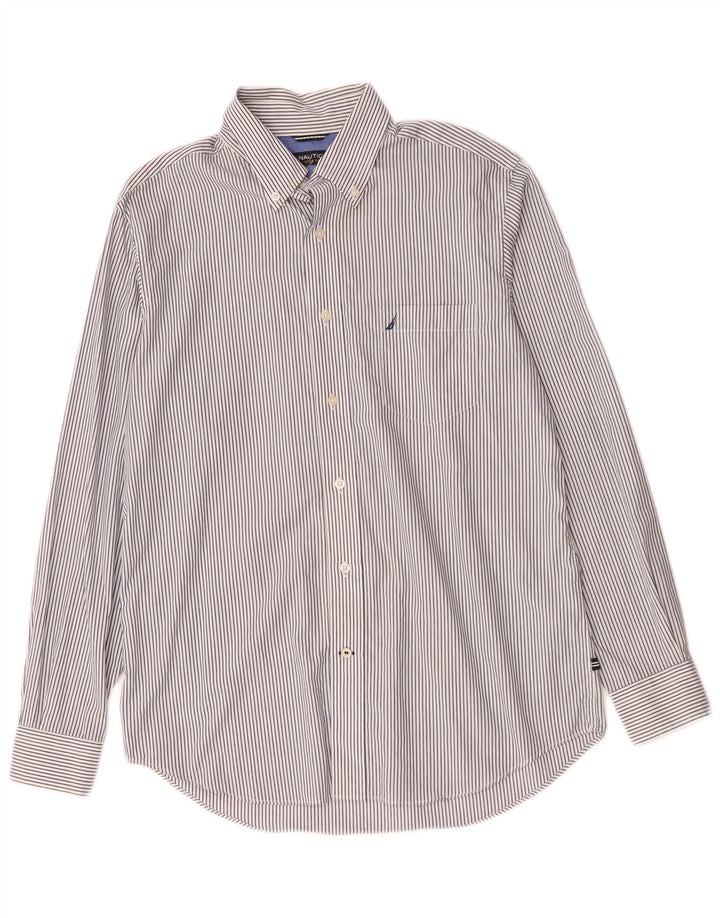 NAUTICA Camisa Hombre Algodón Rayas Azul Medio