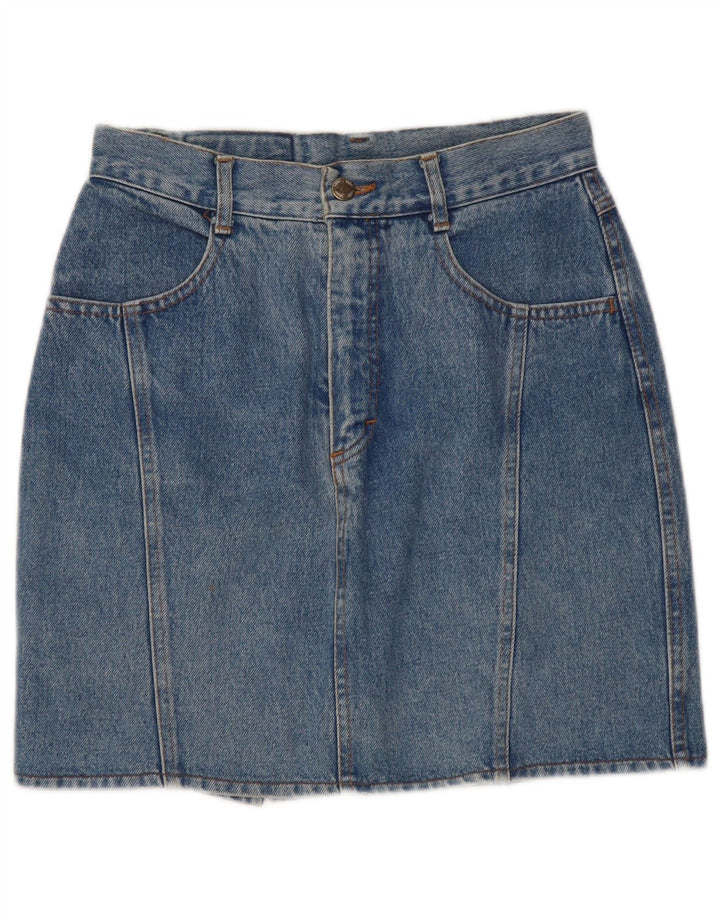 Vintage mujer mini falda de mezclilla W29 algodón azul medio