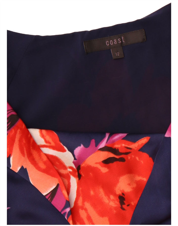 COAST Blusa para mujer Top UK 12 Medio Azul Marino Floral Poliéster