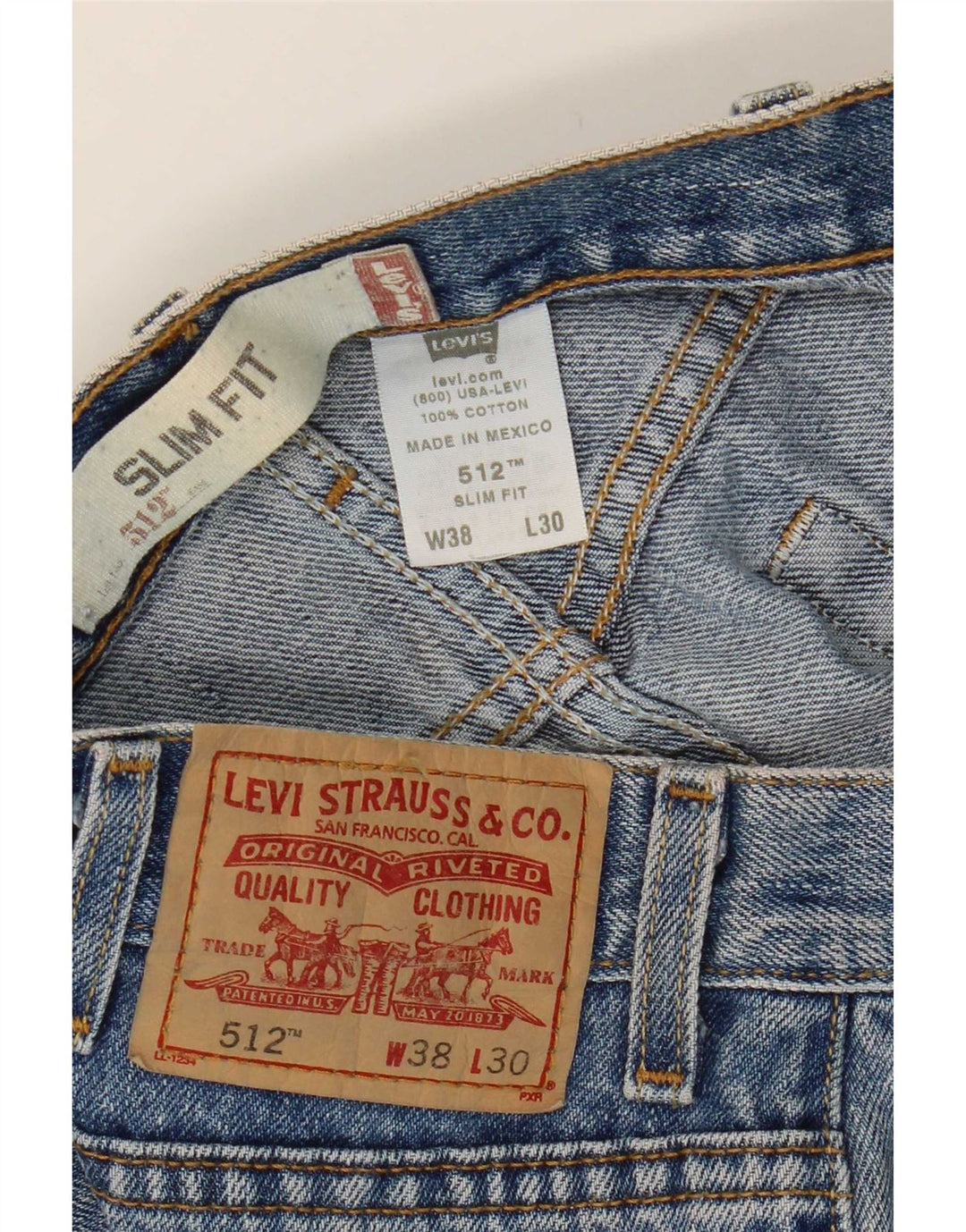 Levi's Hombre 512 Slim Jeans W38 L27 Algodón Azul