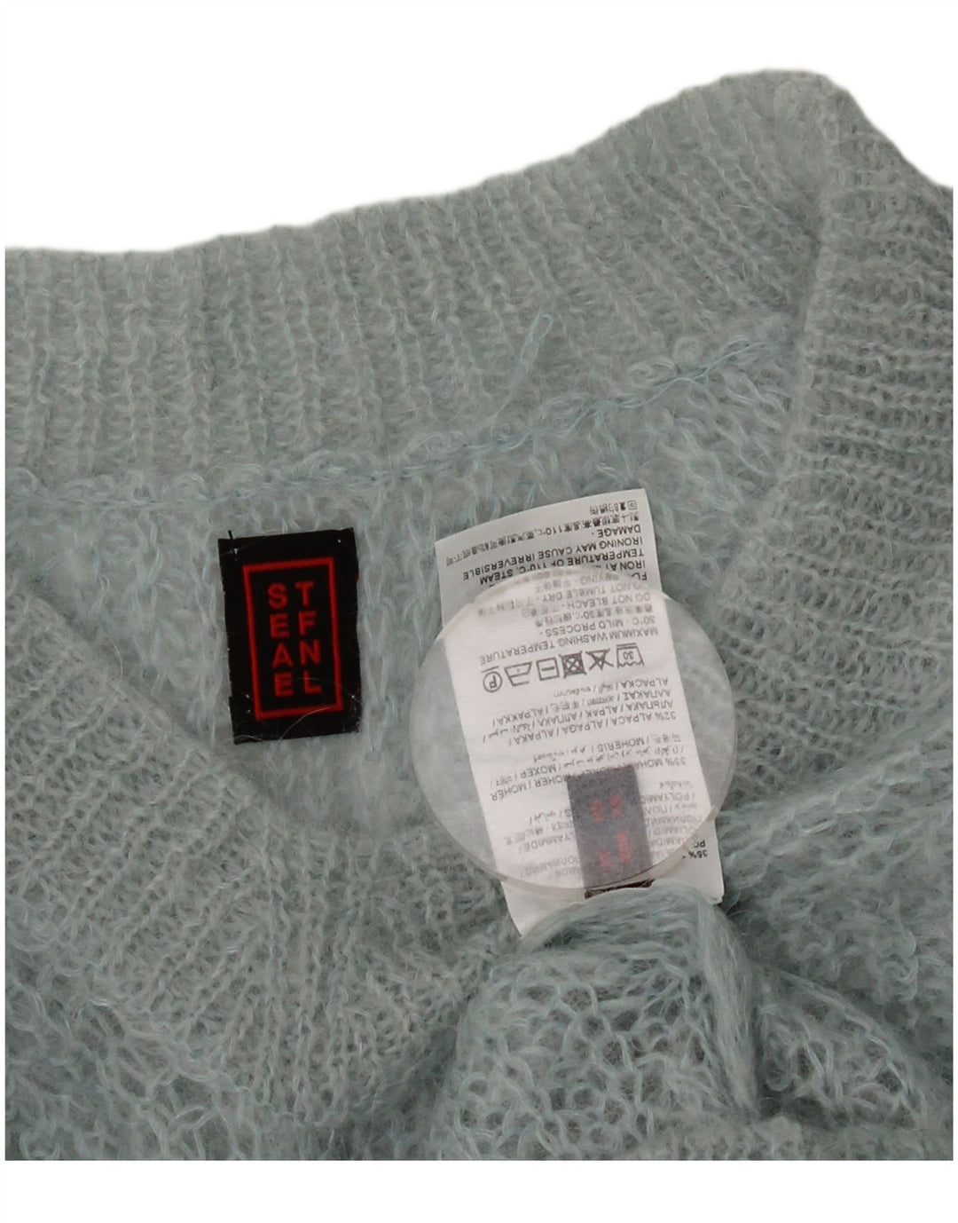 Stefanel Suéter extragrande con cuello en V para mujer UK 6 XS Poliamida azul