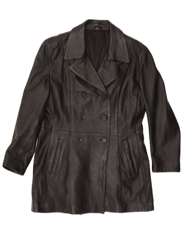 Vintage mujer cuero abrigo EU 44 XL cuero negro