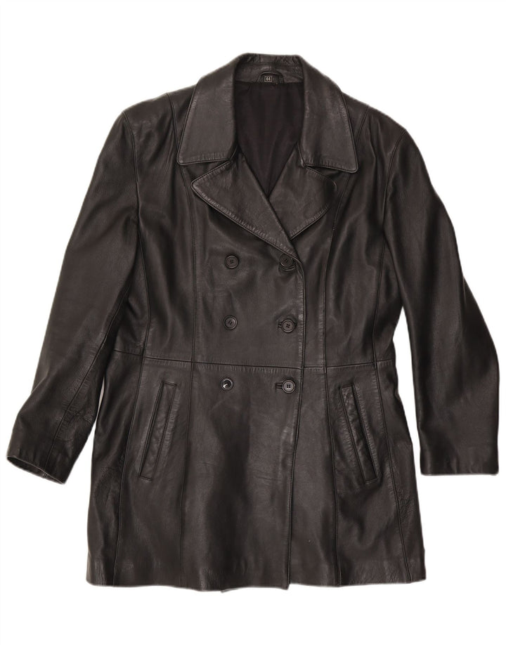 Vintage mujer cuero abrigo EU 44 XL cuero negro