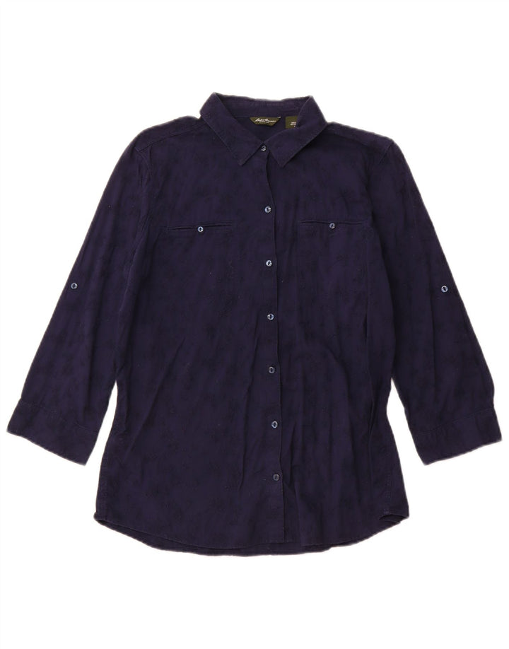Eddie Bauer Blusa para mujer UK 40 Mediana Azul marino Floral Algodón