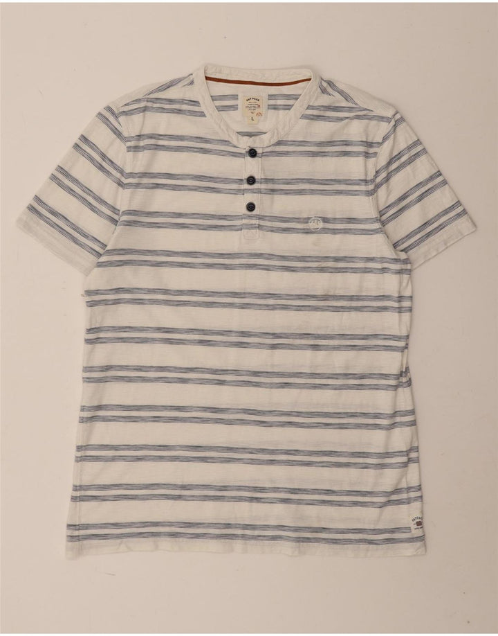 Camiseta de hombre Fat Face Top grande de algodón a rayas blancas