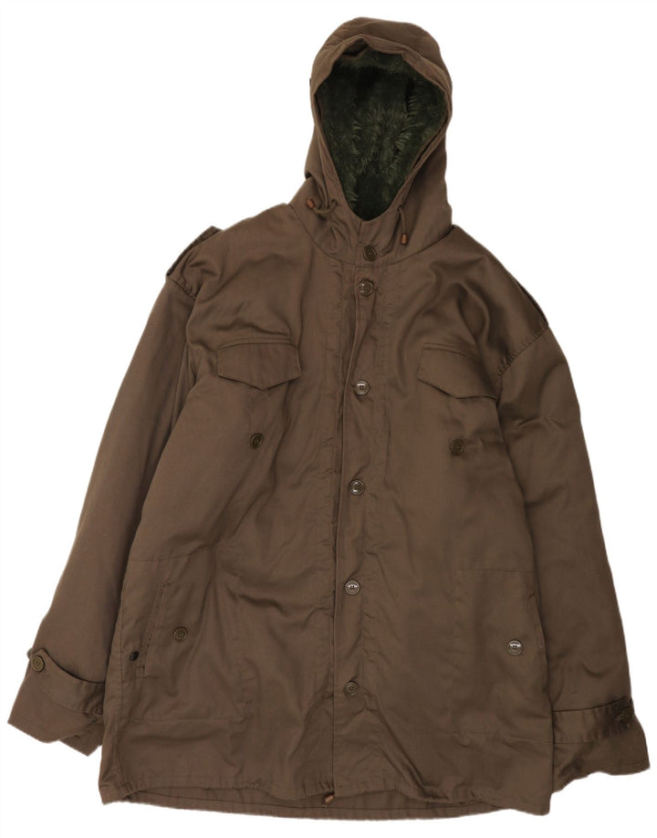 Chaqueta Parka con capucha vintage para hombre IT 62 6XL Marrón
