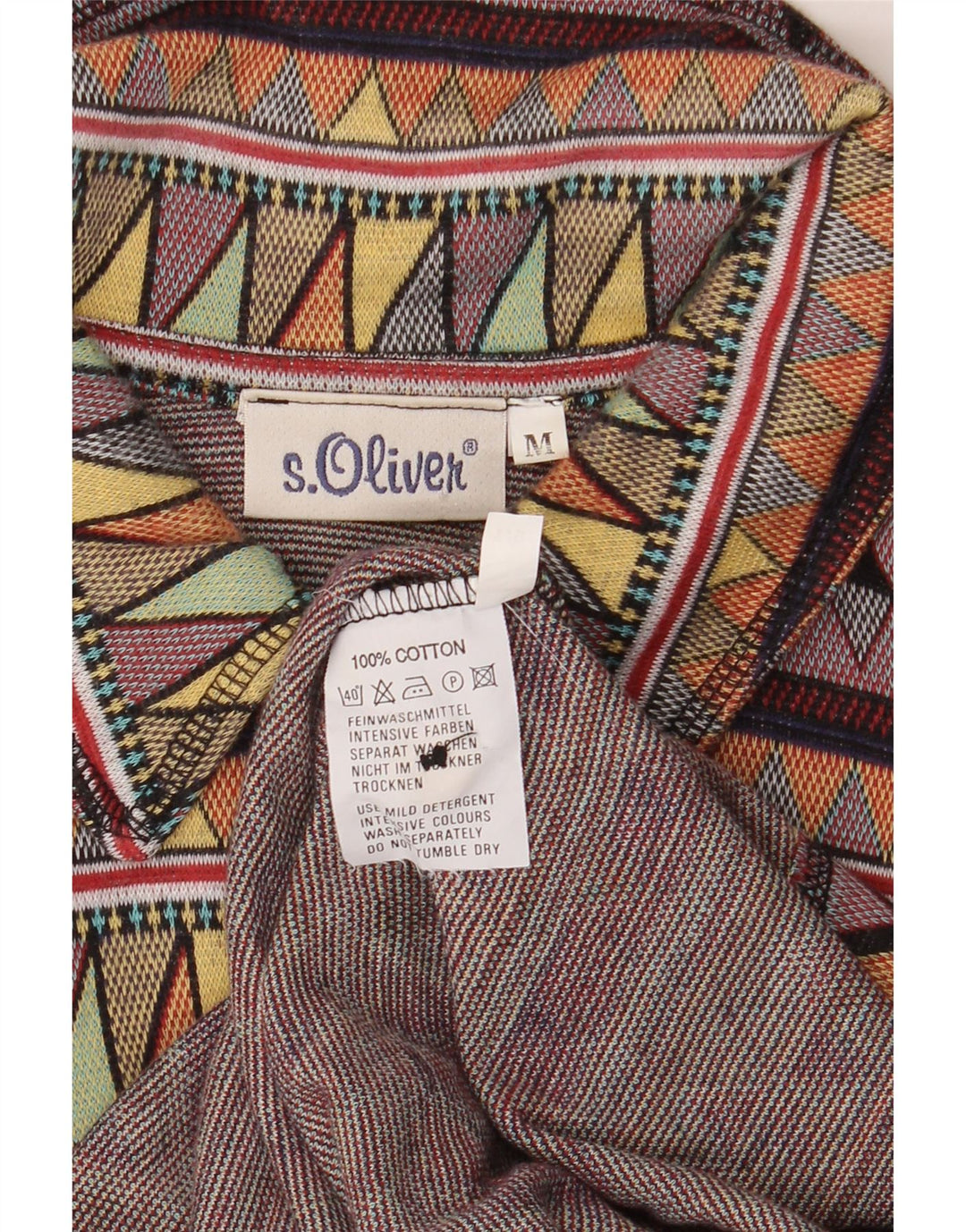 S.Oliver Camisa De Franela Mediana De Algodón Geométrico Multicolor Hombre
