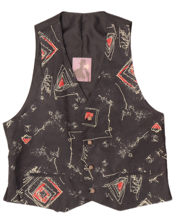 C&A Chaleco para hombre EU 52/54 Grande Negro Geométrico Poliéster