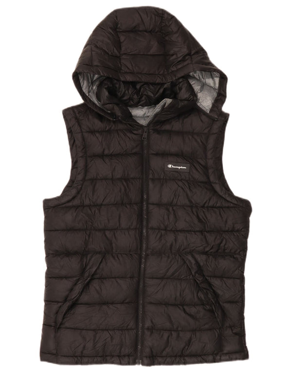 Champion Chaleco acolchado con capucha para hombre UK 36 Small Poliéster negro