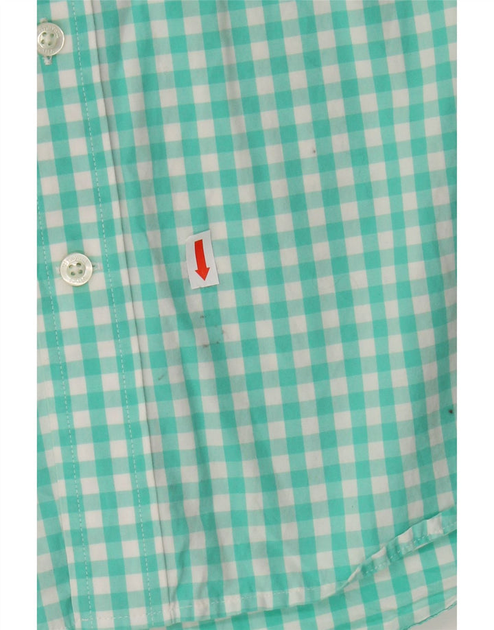 VINEYARD VINES Camisa ajustada para hombre de algodón a cuadros color turquesa medio