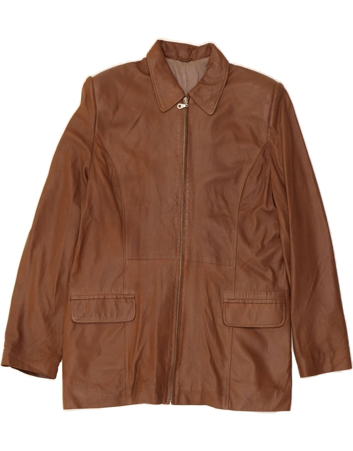 VINTAGE Womens Leather Jacket UK 14 Medium Brown Vintage Vintage and Second-Hand Vintage from Messina Hembry 
