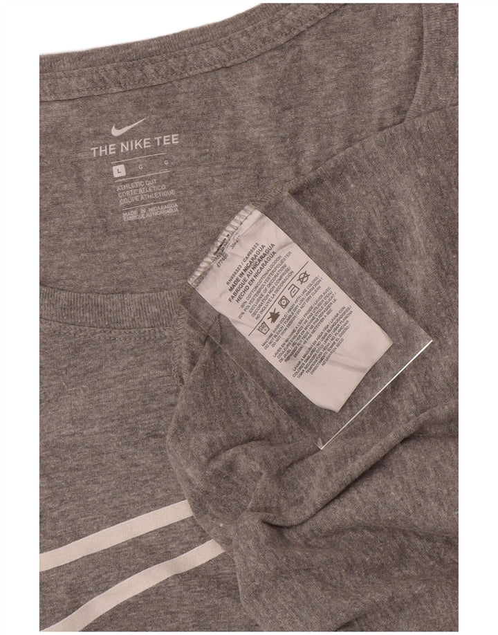 NIKE Camiseta gráfica de corte atlético para mujer UK 46 Large Grey Moteado