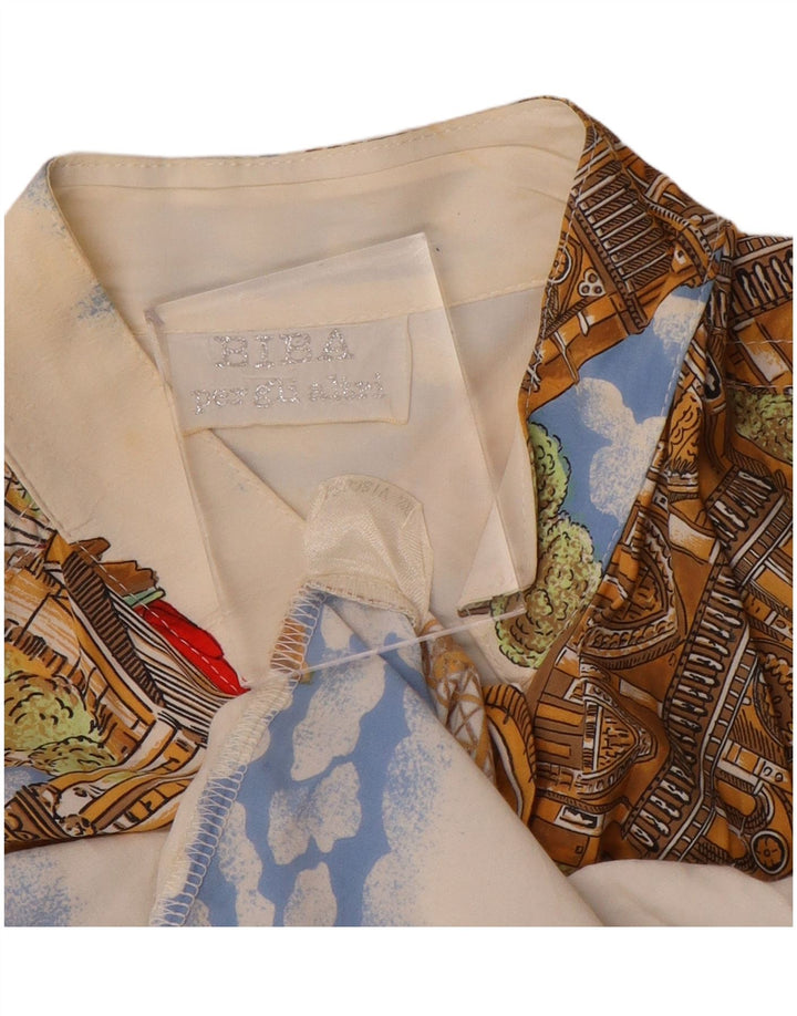 Biba Blusa camisera con estampado abstracto para mujer UK 40 XL Viscosa multicolor