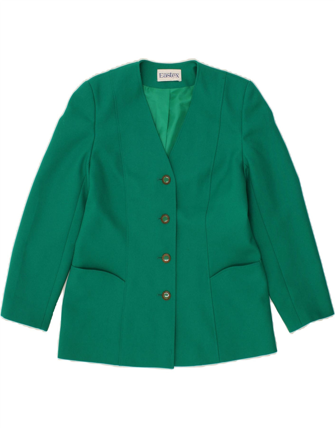 EASTEX Womens Longline 4 Button Blazer Jacket UK 10 Small Green Polyester Vintage Eastex and Second-Hand Eastex from Messina Hembry 