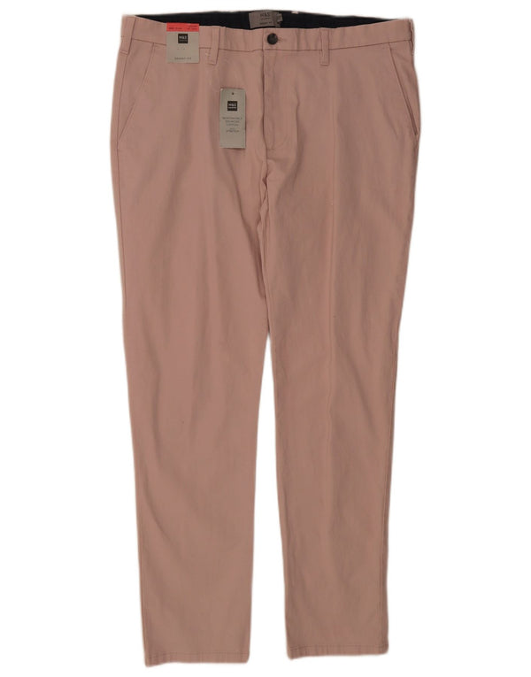 Marks & Spencer Pantalones chinos ajustados para hombre W36 L29 Algodón rosa
