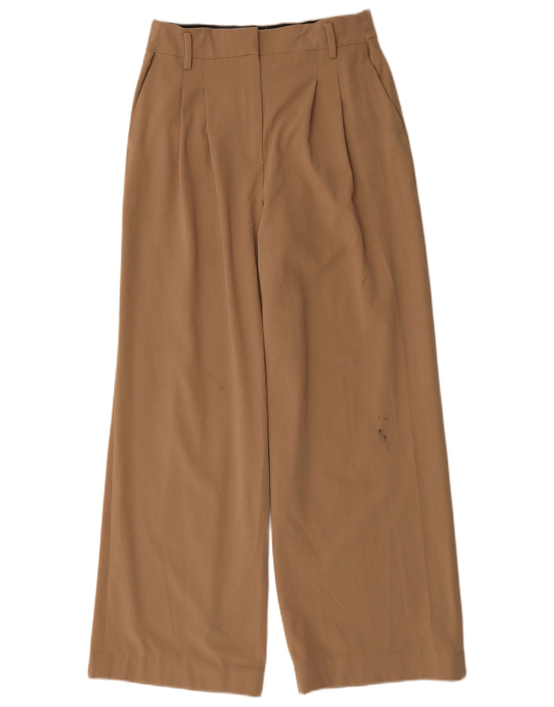 Zara Mujer Pantalón Chino De Pierna Ancha Mediano W28 L30 Marrón Poliéster