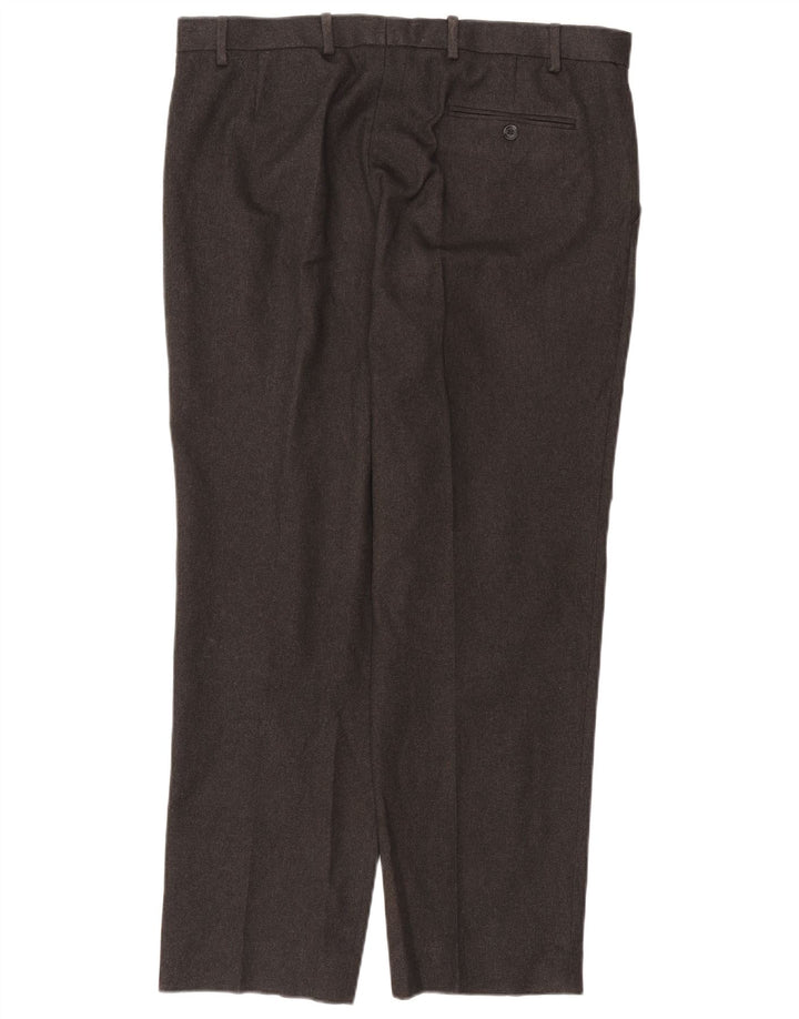 Marks & Spencer Pantalón de traje recto regular para hombre W38 L31 Poliéster gris