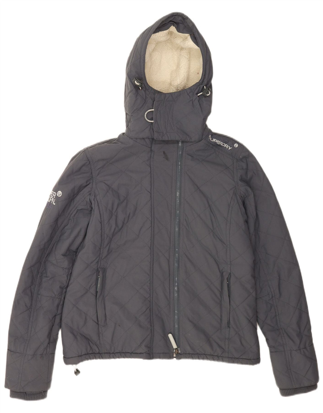 Superdry Chaqueta cortavientos con capucha Windcheater para mujer, talla 40, color gris