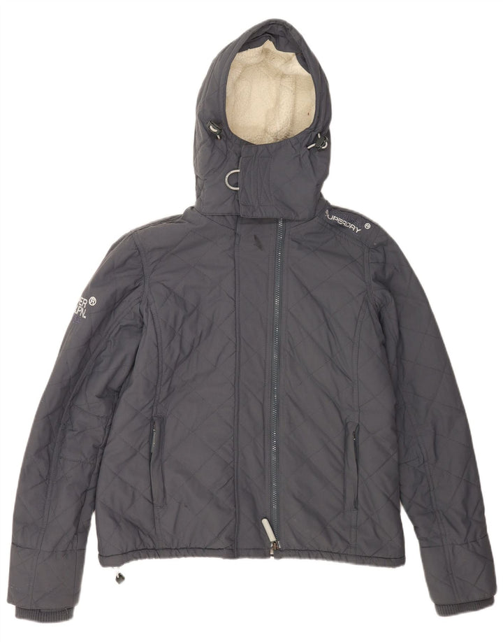 Superdry Chaqueta cortavientos con capucha Windcheater para mujer, talla 40, color gris