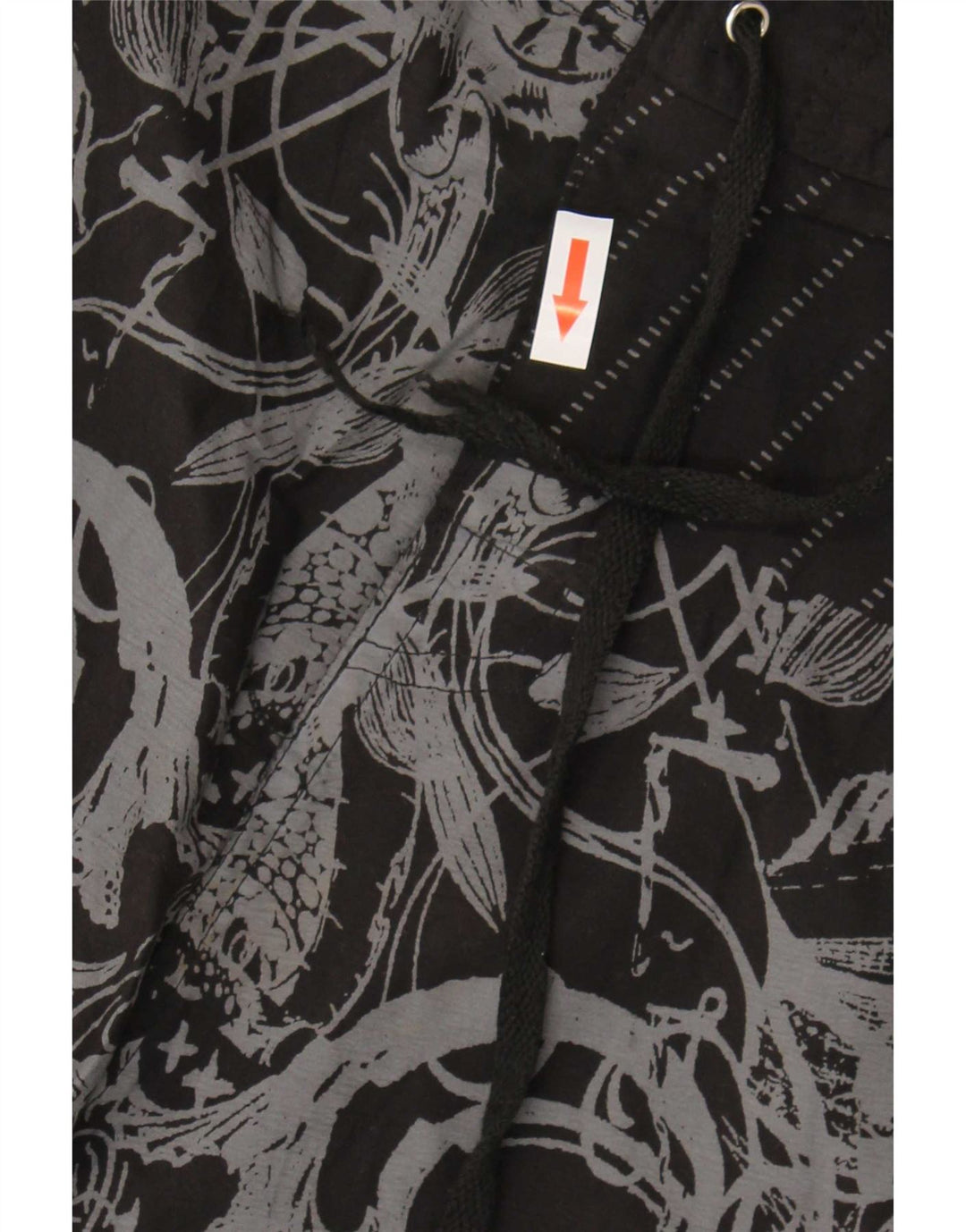 Vintage hombres gráfico natación pantalones cortos XL negro floral poliéster