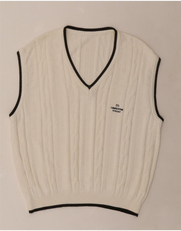 VINTAGE Chaleco para hombre Camiseta sin mangas XL Blanco