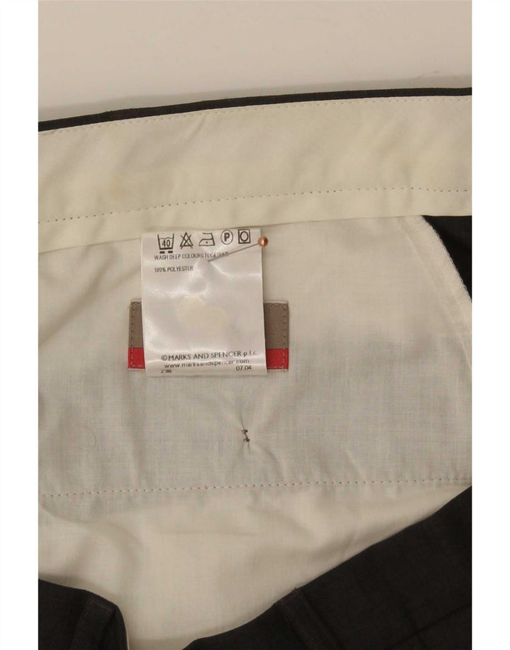 Marks & Spencer Pantalón de traje recto para hombre W40 L29 Poliéster gris