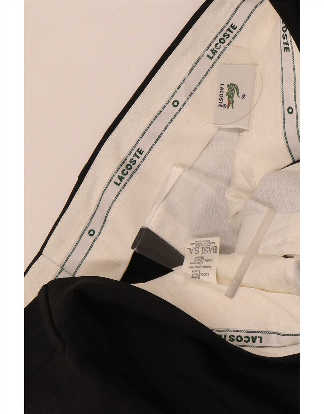 Lacoste Pantalón de traje con pinzas para hombre Talla 46 Grande W36 L27 Lana gris