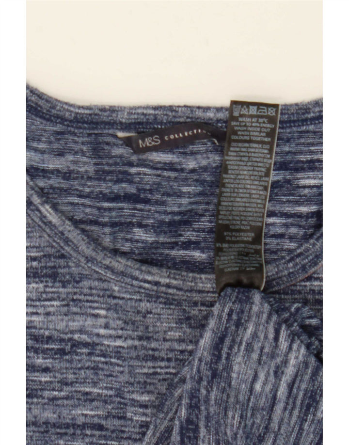 Marks & Spencer Top para mujer de manga larga UK 42 Poliéster moteado azul medio