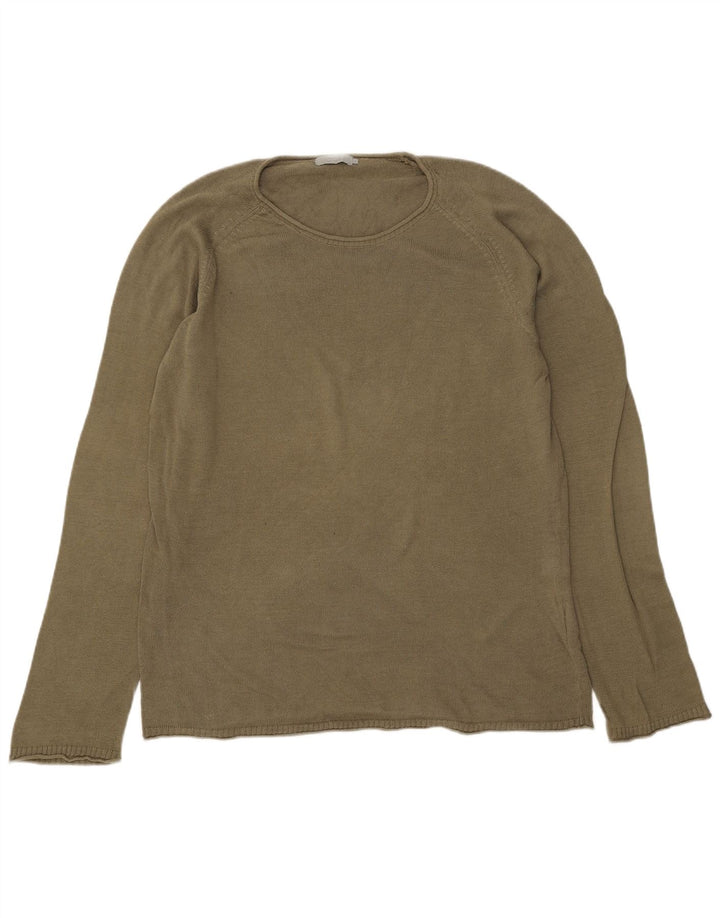 Cos - Jersey de cuello redondo para hombre, talla grande, algodón caqui