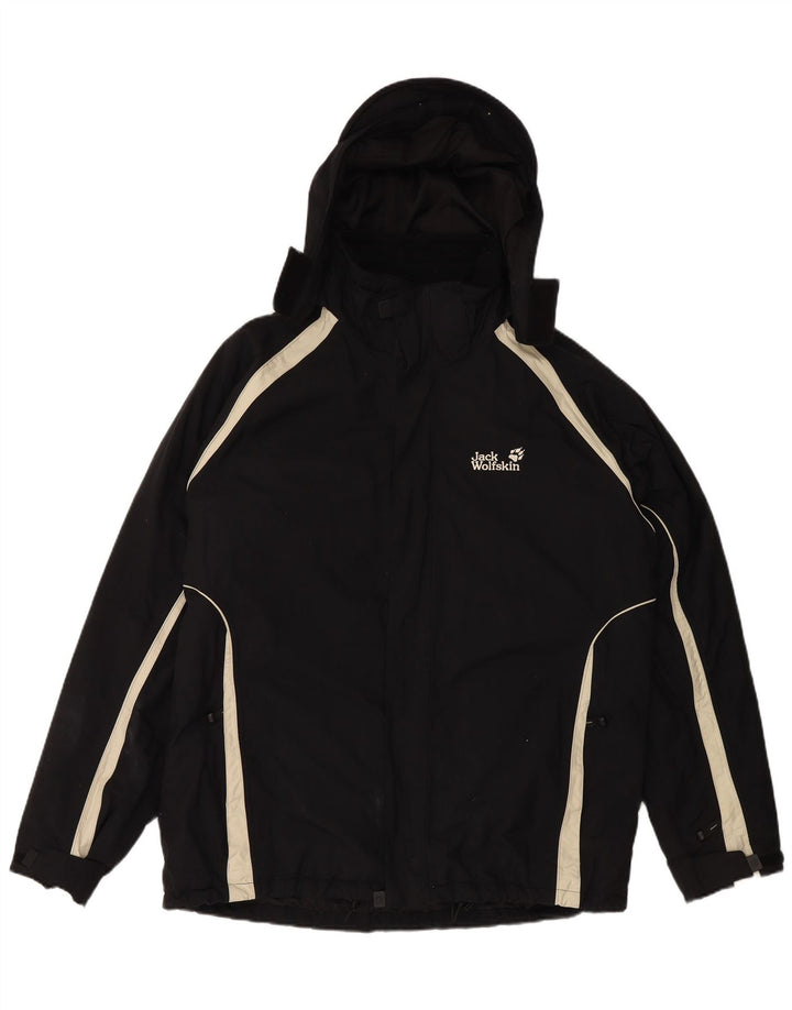 JACK WOLFSKIN Chaqueta cortavientos con capucha para hombre UK 44 XL Bloque de color negro
