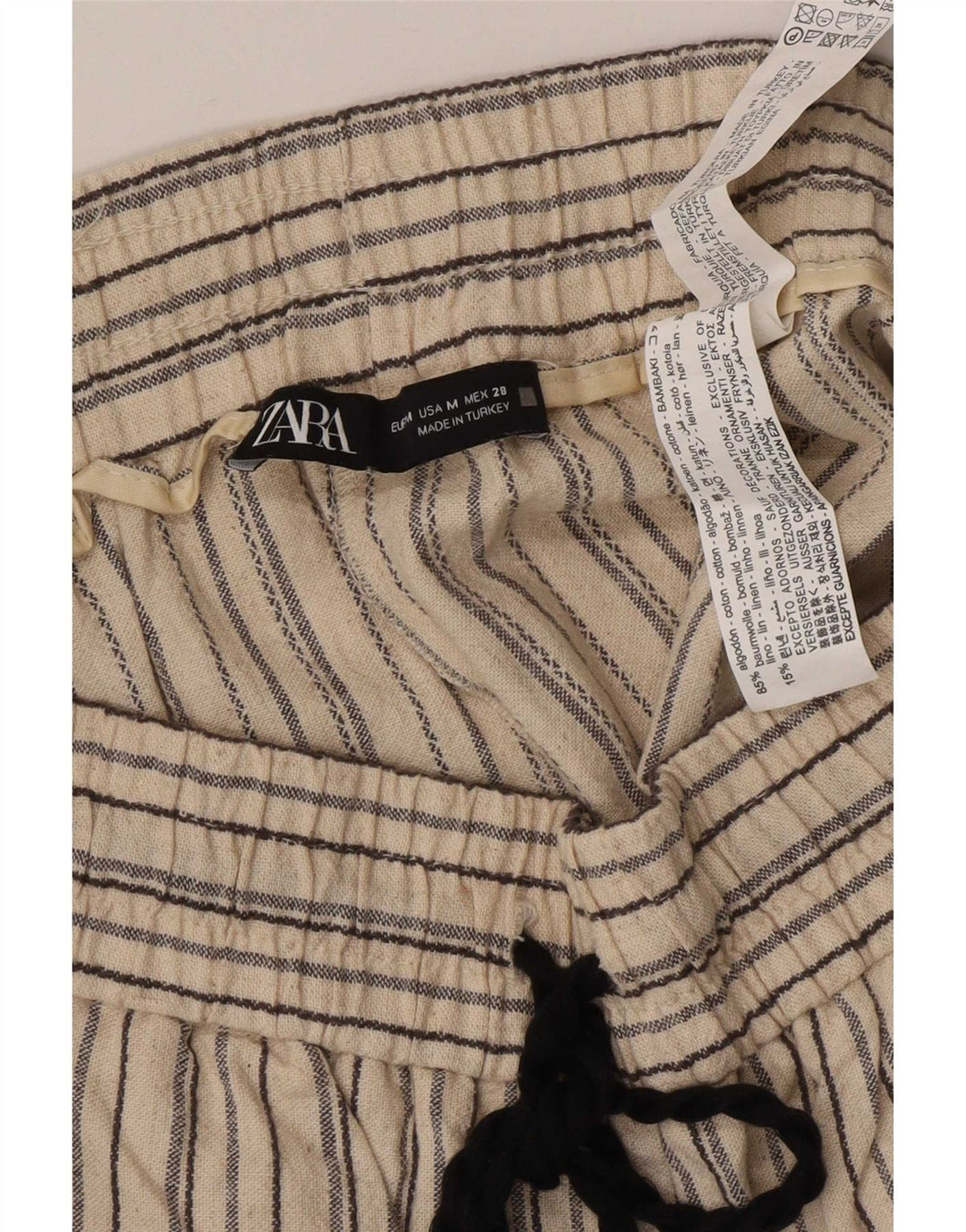 Zara Mujer Shorts Chinos Mediano W28 Algodón Rayas Beige