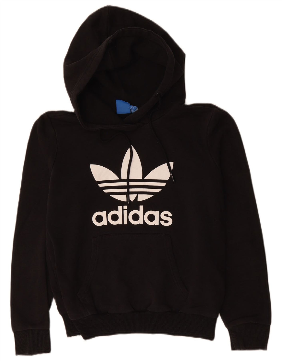 ADIDAS Sudadera con capucha gráfica de gran tamaño para mujer Reino Unido 10 Pequeño Poliéster negro