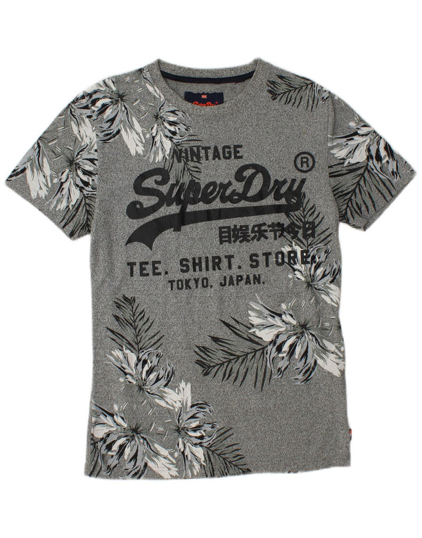 SUPERDRY Camiseta gráfica para hombre Top pequeño de algodón floral gris