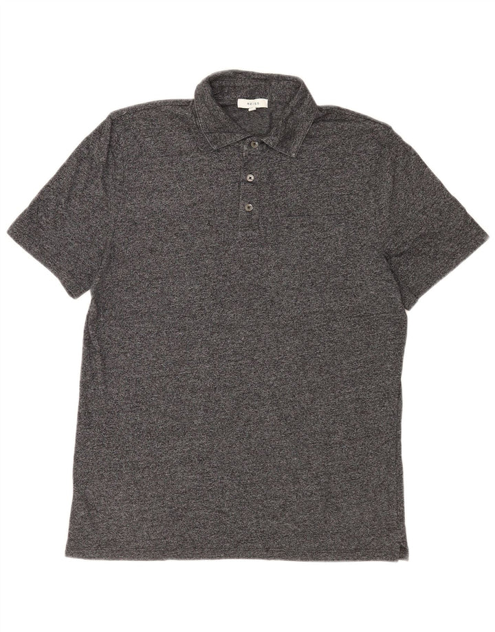 Polo Reiss de hombre de algodón moteado en gris medio