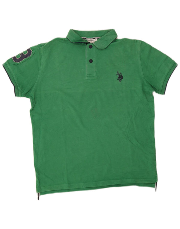 Asociación de Polo de EE. UU. Camisa Estampada De Algodón Verde Medio Hombre
