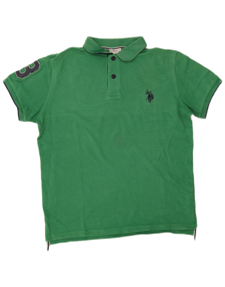Asociación de Polo de EE. UU. Camisa Estampada De Algodón Verde Medio Hombre