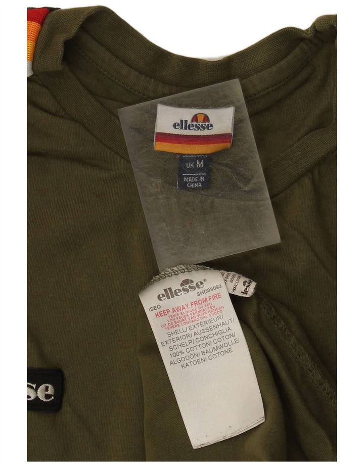 Ellesse Hombre Camiseta Top Algodón Colorblock Verde Medio