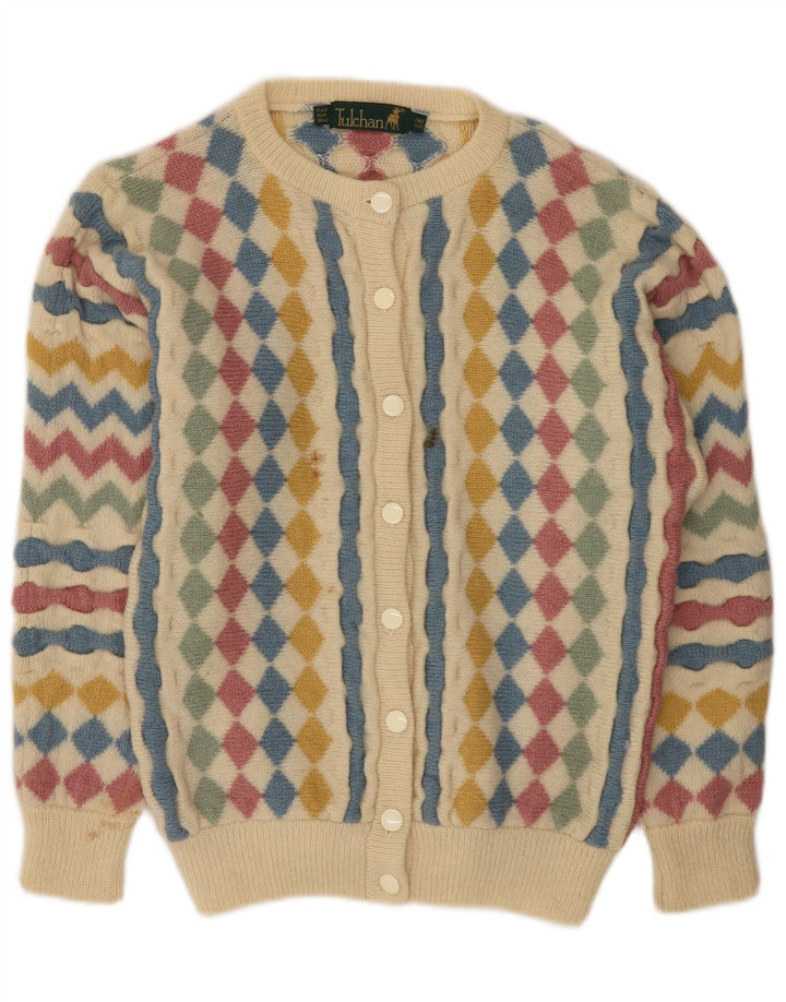 Tulchan Cárdigan para Mujer Talla única Beige Argyle/Diamond Lana Nueva