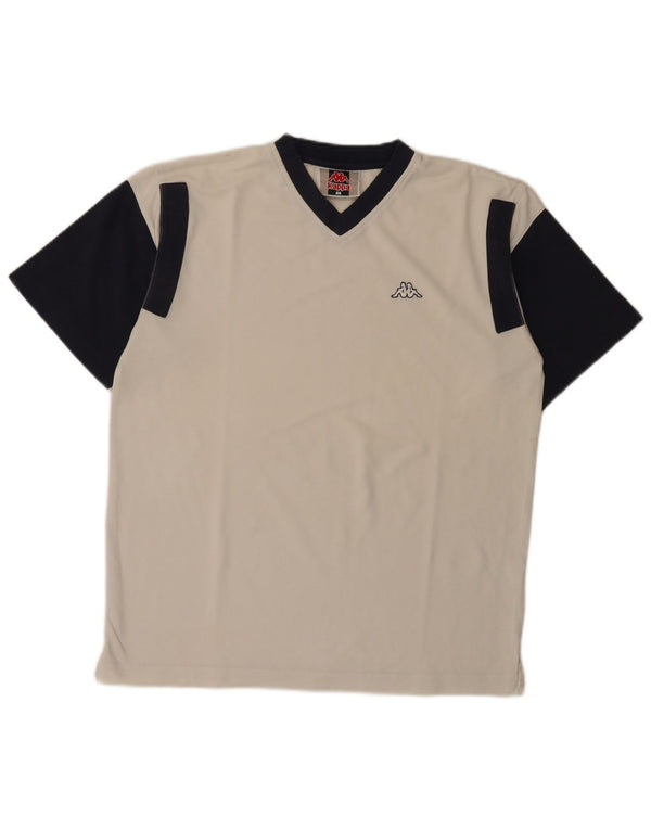 Kappa Hombre Camiseta Top Medium Blanco Colorblock Algodón